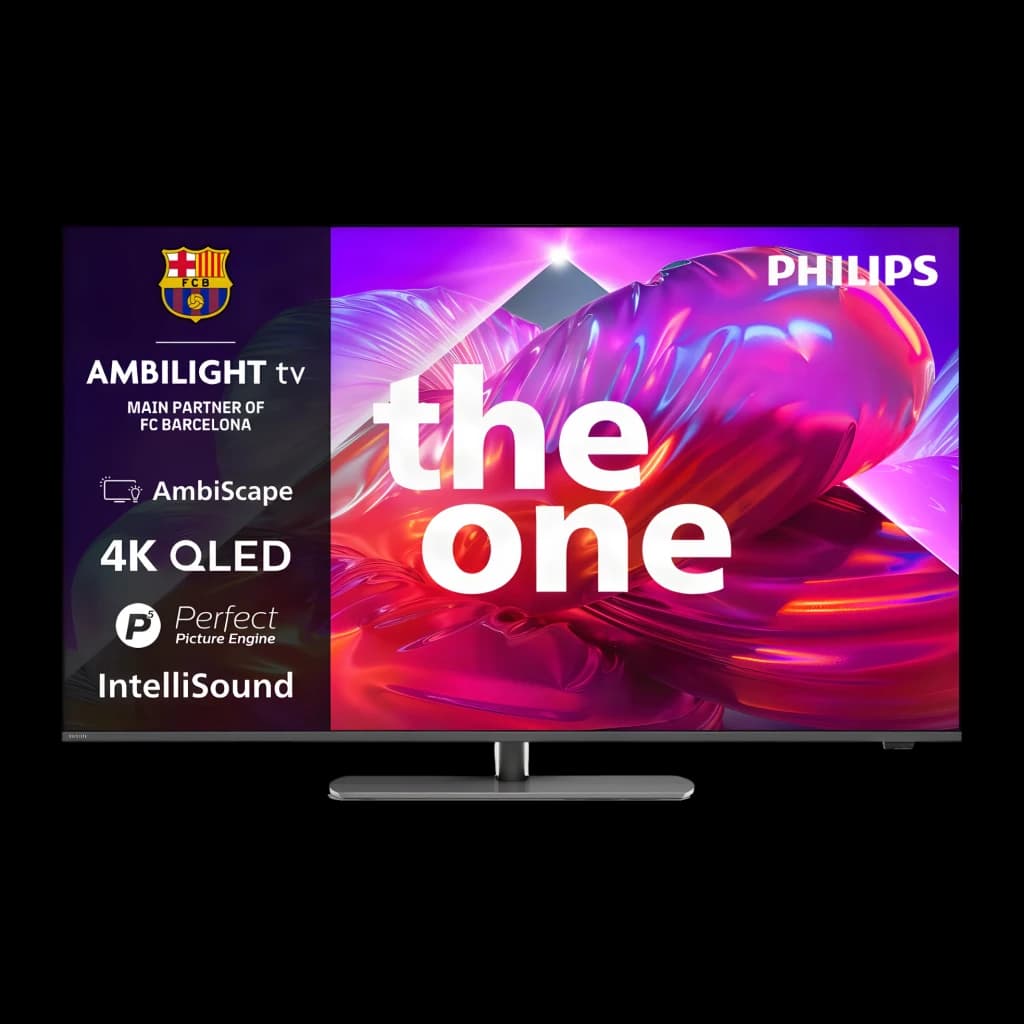 TV Philips 55 pulgadas QLED 120Hz VRR 144Hz HDMI 2.1 4K UHD Negro 55PQS9011, vista frontal: pantalla con Ambilight, 4K QLED