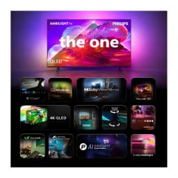 TV Philips 55 pulgadas QLED 120Hz VRR 144Hz HDMI 2.1 4K UHD Negro 55PQS9011, características: Ambilight 3 lados, Dolby
