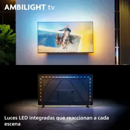 TV Philips 32 pulgadas QLED Full HD Titan OS Negro 32PQS6901/12, detalle Ambilight: luces LED traseras que proyectan colores