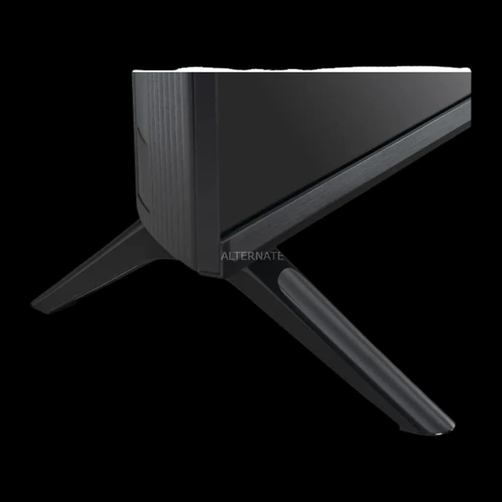 TV TCL 40 pulgadas QLED VA Full HD Negro 40S5L, detalle lateral: pie de soporte en V y marco negro texturizado