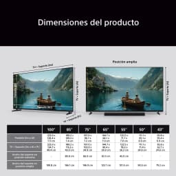 TV Sony BRAVIA 3 85 polegadas LCD Direct LED 4K 120Hz Preto K-85XR35M2, infográfico: dimensões e tabela de medidas