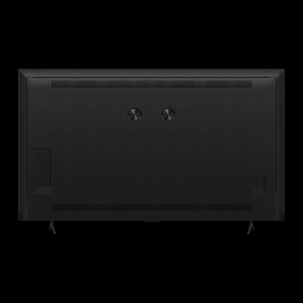 TV TCL 85 polegadas QLED 4K 60Hz Preto 85T69C, vista traseira: painel posterior com textura de grade e dois parafusos