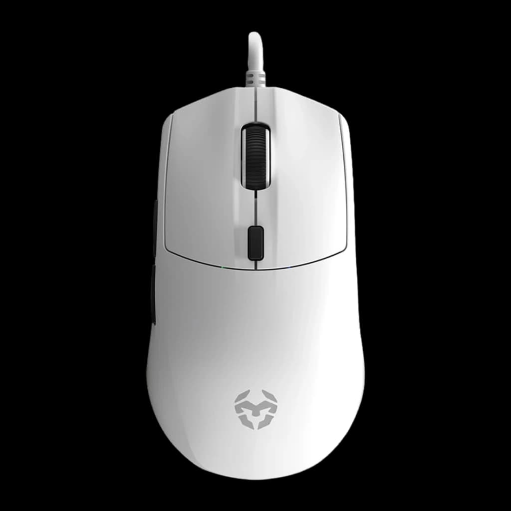 Pack Clavier et Souris Gaming Krom Klass TKL RGB Mécanique 7200 DPI Blanc, détail: souris blanche vue de dessus, molette