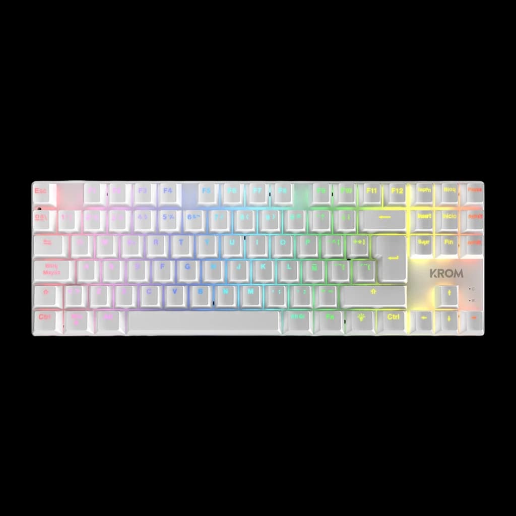 Pack Clavier et Souris Gaming Krom Klass TKL RGB Mécanique 7200 DPI Blanc, détail: vue zénithale du clavier TKL