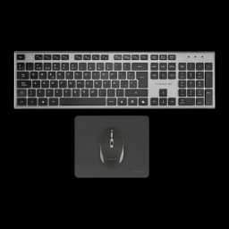 Tacens Zenith Combo Inalámbrico 3en1 DualLink Negro Español, vista superior: teclado plateado y negro con ratón