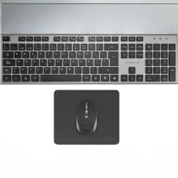 Tacens Zenith Combo Inalámbrico 3en1 DualLink Negro Español, en uso: vista superior de teclado español, ratón y alfombrilla
