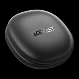 Écouteurs Acefast W3 Réduction de Bruit TWS Bluetooth 5.4 30h IPX4, détail: boîtier de charge noir fermé avec logo Acefast