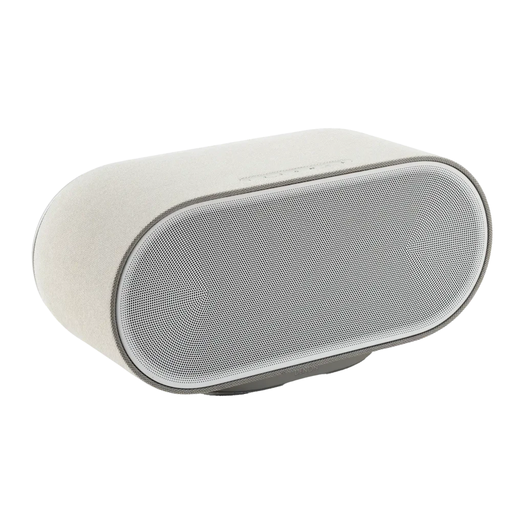 Altavoz inteligente Denon Home 600 Dolby Atmos Music WiFi 6 AirPlay 2 Bluetooth Plata, vista en ángulo superior: rejilla