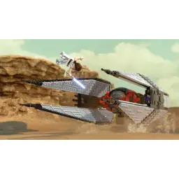 Jeu vidéo Warner Videojuegos LEGO Star Wars : La Saga Skywalker PS5 Bleu, gameplay: Rey saute sur vaisseau Sith avec sabre