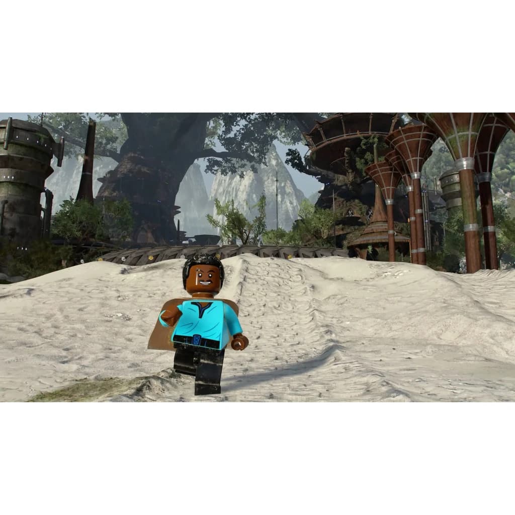 Jeu vidéo Warner Videojuegos LEGO Star Wars : La Saga Skywalker PS5 Bleu, capture : minifigurine Lando sur dunes de sable
