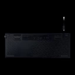 Teclado Gaming Razer Huntsman V3 Pro Low-Profile Tenkeyless Negro, vista trasera: base con patas, etiqueta y cable USB-C