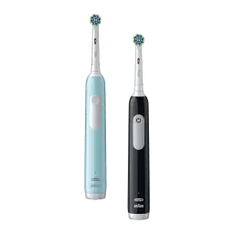 Brosse à dents électrique Oral-B Pro 1 Duopack Oscillante 3D 240h 3 Modes Bleu/Noir, vue de face: deux brosses debout, bleue