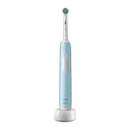 Brosse à dents électrique Oral-B Pro 1 Duopack Oscillante 3D 240h 3 Modes Bleu/Noir, détail: manche bleu avec bouton marche