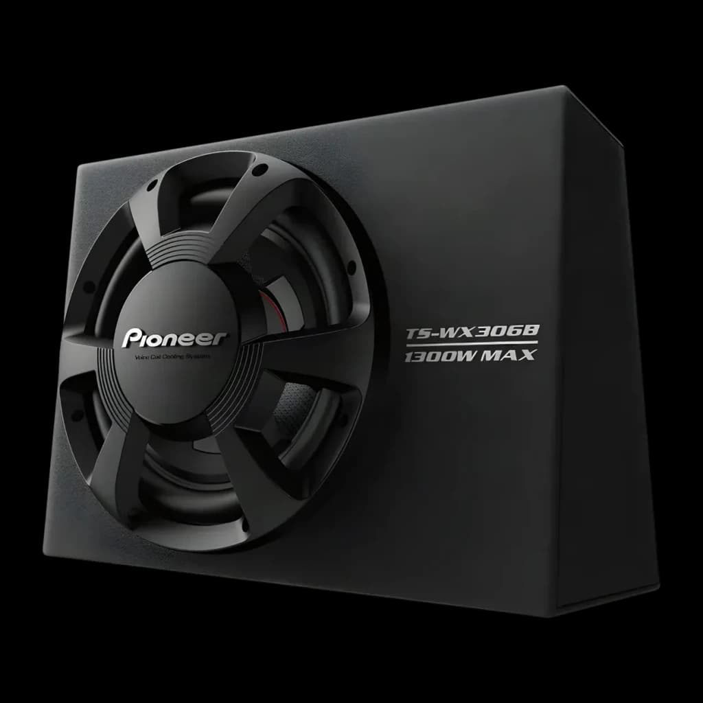 Caisson de basse pour voiture Pioneer 30 cm (12 pouces) Passif 350W RMS Noir TS-WX306B, détail: caisson compact en angle
