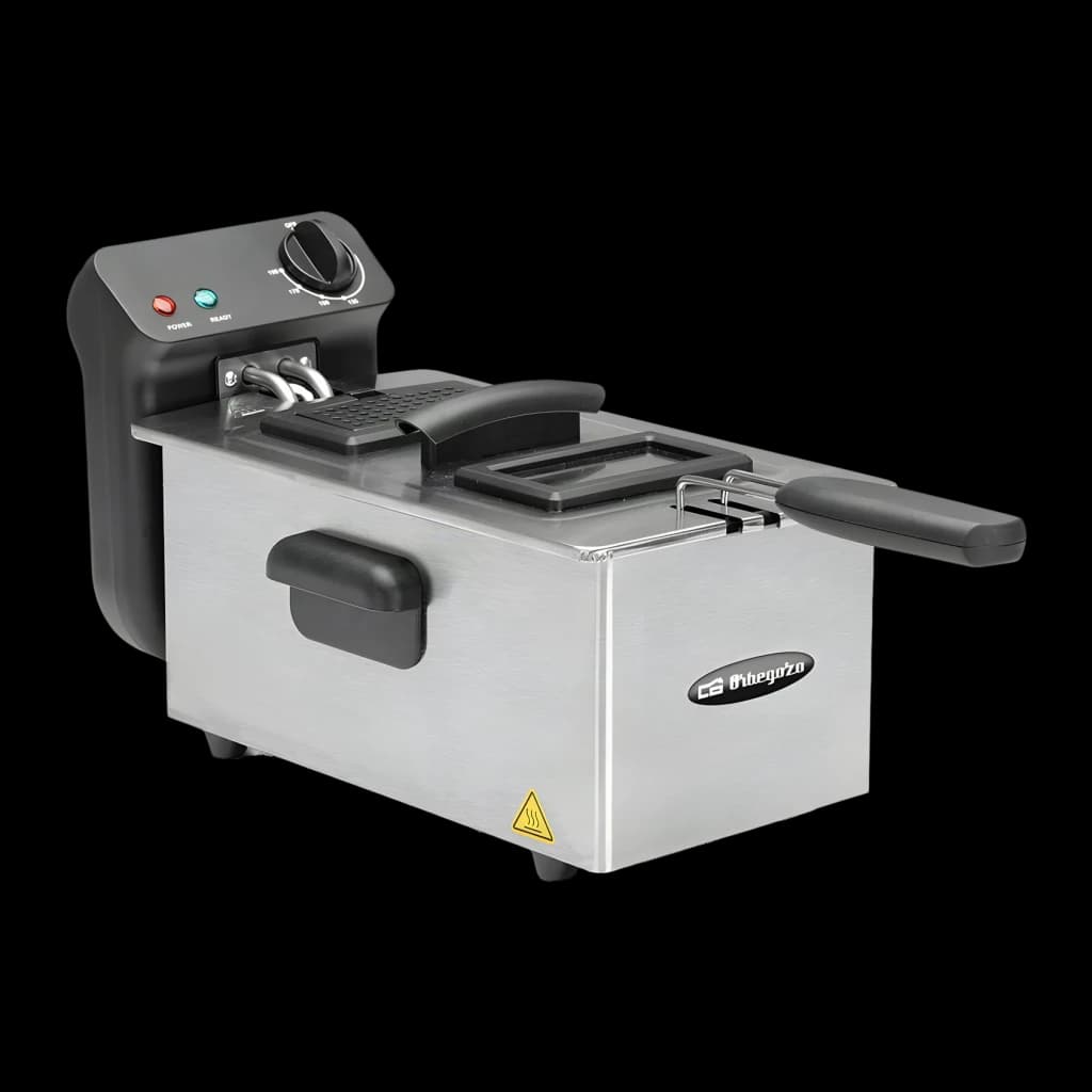 Friteuse à huile Taurus Professional 4 4L 2200W Noir/Blanc, vue latérale: corps inox, panier, panneau de commande