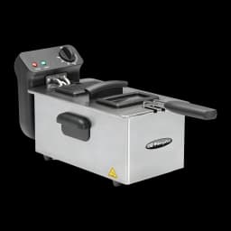 Friteuse à huile Taurus Professional 4 4L 2200W Noir/Blanc, vue latérale: corps inox, panier, panneau de commande