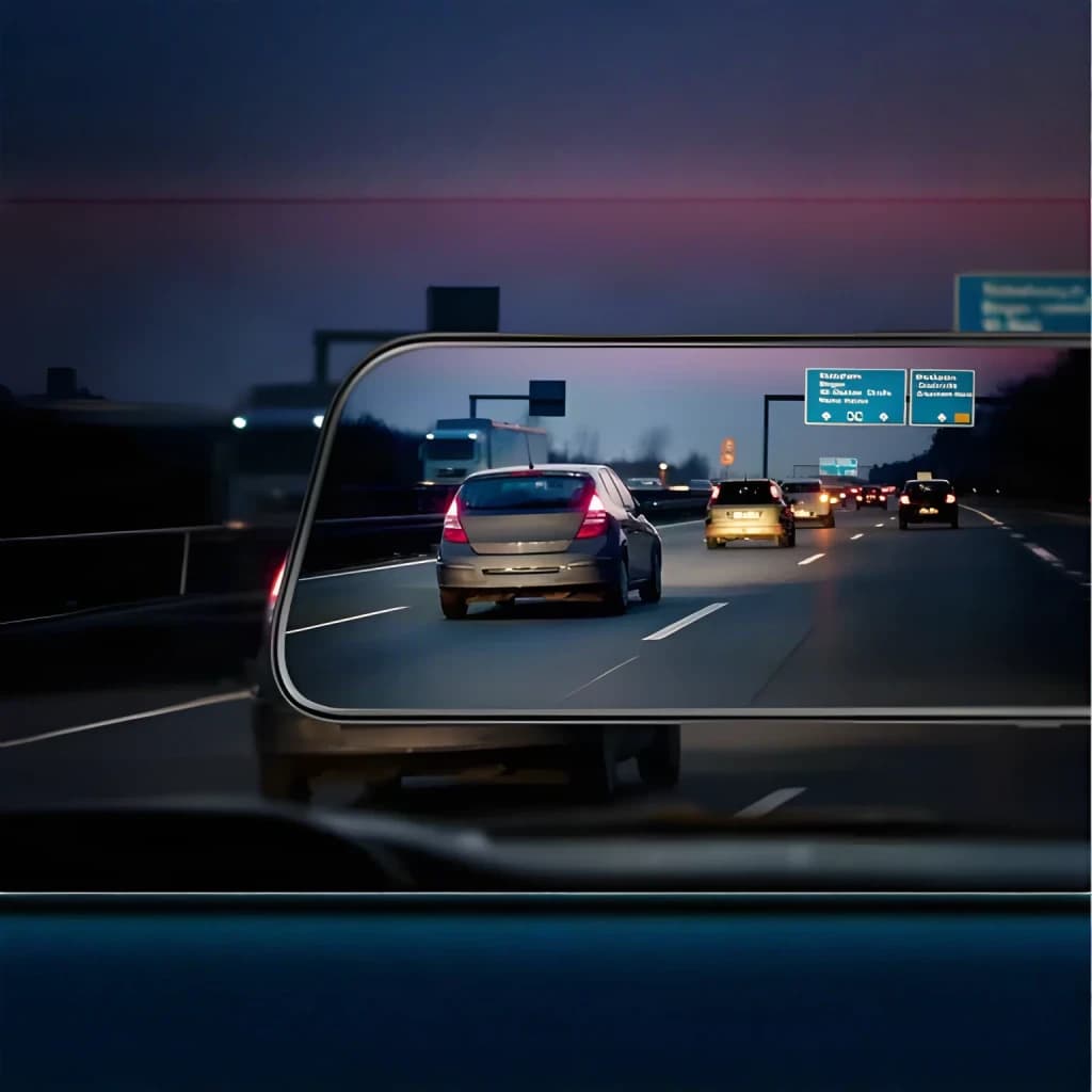Dashcam WOLFBOX G840S 32GB Preto 2CH 4K + 1080P GPS, ecrã em uso: gravação noturna de autoestrada com tráfego vista