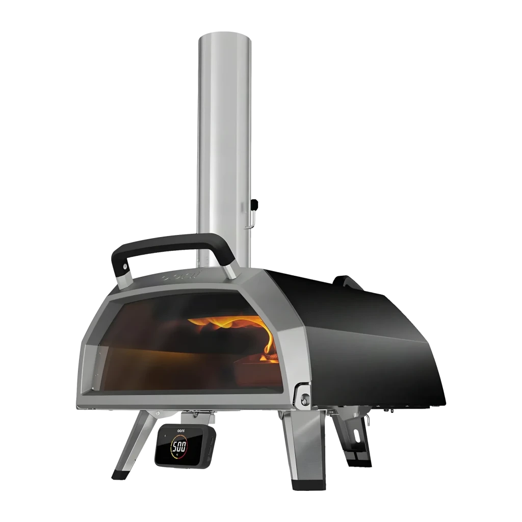 Four à pizza Ooni Karu 2 Pro Multifuel 40 cm 9,8 kWh / 33000 BTU/h Noir, détail: flammes visibles par la vitre