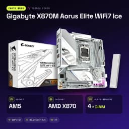 Carte mère Gigabyte X870M Aorus Elite WiFi7 Ice AMD X870 AM5 DDR5 Micro ATX blanche - caractéristiques
