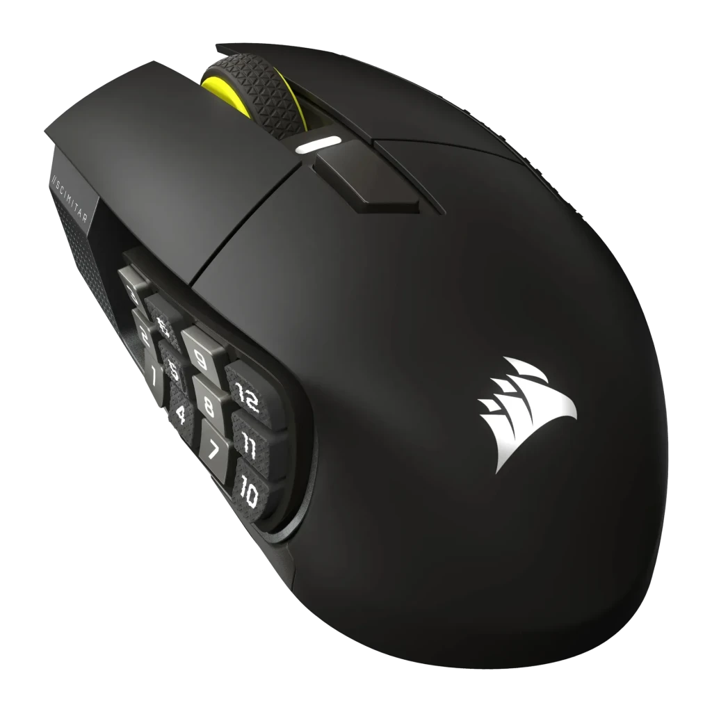 Ratón Gaming Corsair Scimitar Elite Wireless SE Inalámbrico 33000 DPI RGB Blanco, vista lateral: panel de 12 botones