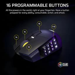 Ratón Gaming Corsair Scimitar Elite Wireless SE Inalámbrico 33000 DPI RGB Blanco, infografía: 16 botones programables