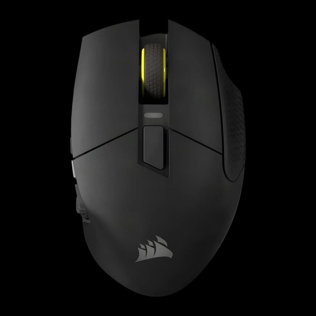 Ratón Gaming Corsair Scimitar Elite Wireless SE Inalámbrico 33000 DPI RGB Blanco, vista superior: rueda con iluminación RGB