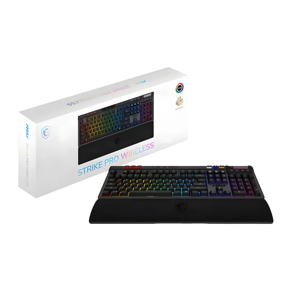 Teclado Gaming MSI Strike Pro Wireless ES Inalámbrico Mecánico Hot-Swap RGB Negro, contenido de caja: teclado