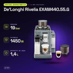 Máquina de Café Superautomática De'Longhi Rivelia EXAM44055G Moinho integrado Cinzento - características