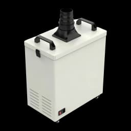 Purificador de fumo Creality Falcon Smoke Purifier Creme 180W, vista lateral: duto de saída preto, alças e grelha