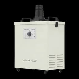 Purificador de fumo Creality Falcon Smoke Purifier Creme 180W, vista lateral: painel com dial, saída de tubo preto no topo
