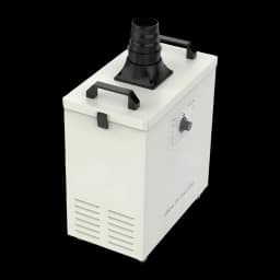 Purificador de fumo Creality Falcon Smoke Purifier Creme 180W, vista em ângulo: duto de saída preto no topo, alças e botão