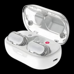 Écouteurs ACEFAST Acefit Neo Réduction de Bruit ANC TWS Bluetooth 5.3, vue de face: boîtier blanc ouvert avec couvercle