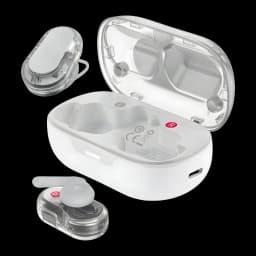 Écouteurs ACEFAST Acefit Neo Réduction de Bruit ANC TWS Bluetooth 5.3, détail: boîtier ouvert slots L et R, deux écouteurs