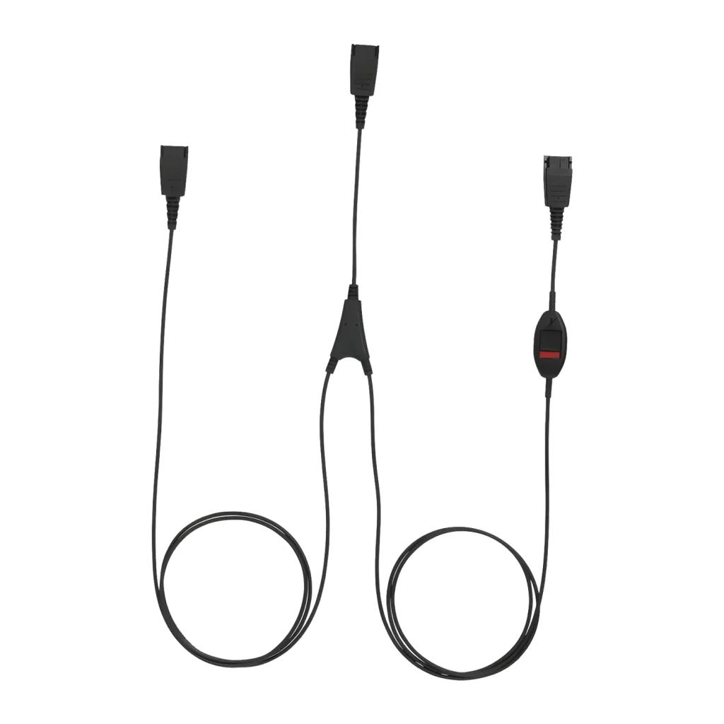 Cable accesorio para auriculares Jabra Supervisor Y-Cord 8800-02-01, detalle: bifurcación en Y, dos ramales con conectores