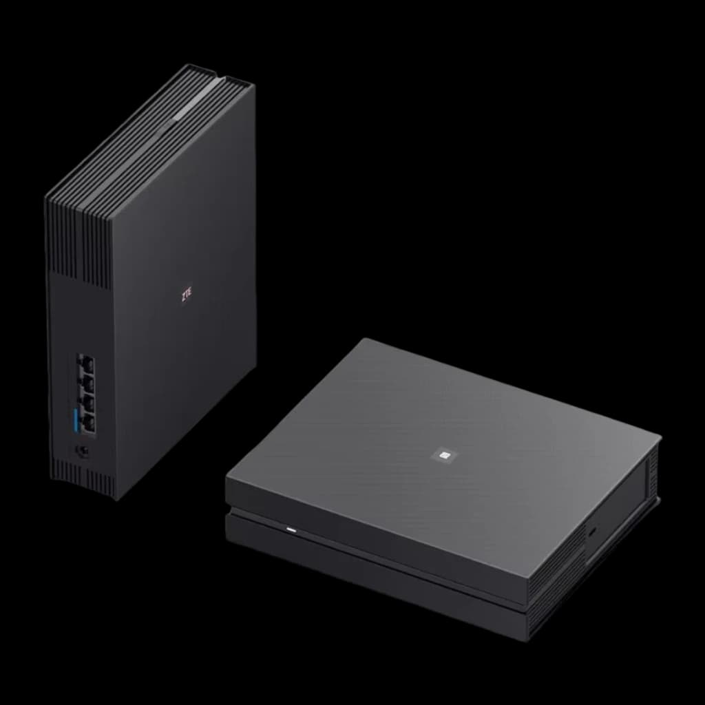 Router ZTE T5400 Negro WiFi 6 AX3000 de doble banda en carcasa negra mate, formato rectangular; puertos Ethernet laterales y botón superior iluminado
