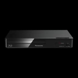 Lecteur Blu-ray Panasonic Noir Full HD HDMI + Ethernet + USB DMP-BDT167, vue avant: tiroir disque, bouton power, port USB