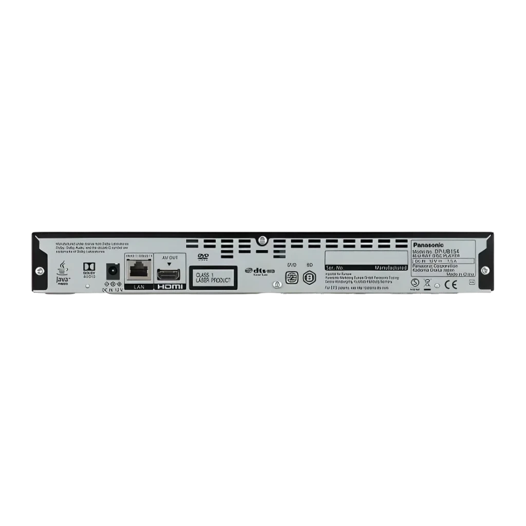 Lecteur Blu-ray Panasonic Noir 4K Ultra HD BD-Live Ethernet DP-UB154, vue arrière: ports HDMI, LAN et AV Out visibles