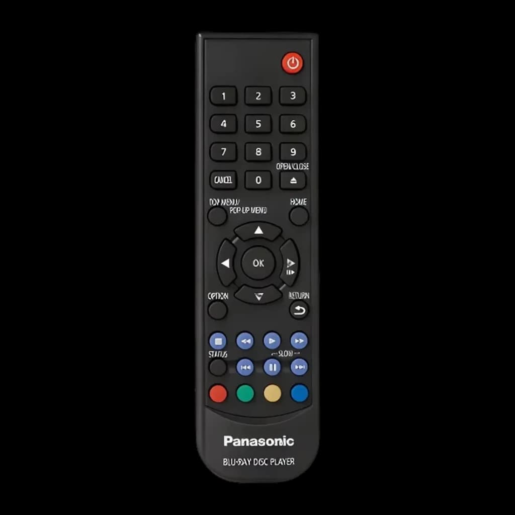 Lecteur Blu-ray Panasonic Noir 4K Ultra HD BD-Live Ethernet DP-UB154 - vue de face avec touches colorées