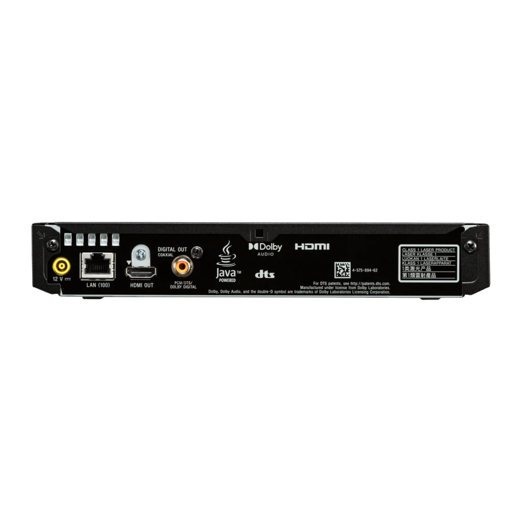 Lecteur Blu-ray Sony Noir Full HD HDMI + USB 2.0 + Ethernet BDP-S1700, panneau arrière: ports LAN, HDMI OUT, coaxial