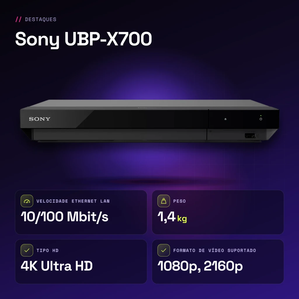 Leitor Blu-ray Sony DSD Streaming Preto UBP-X700 - características