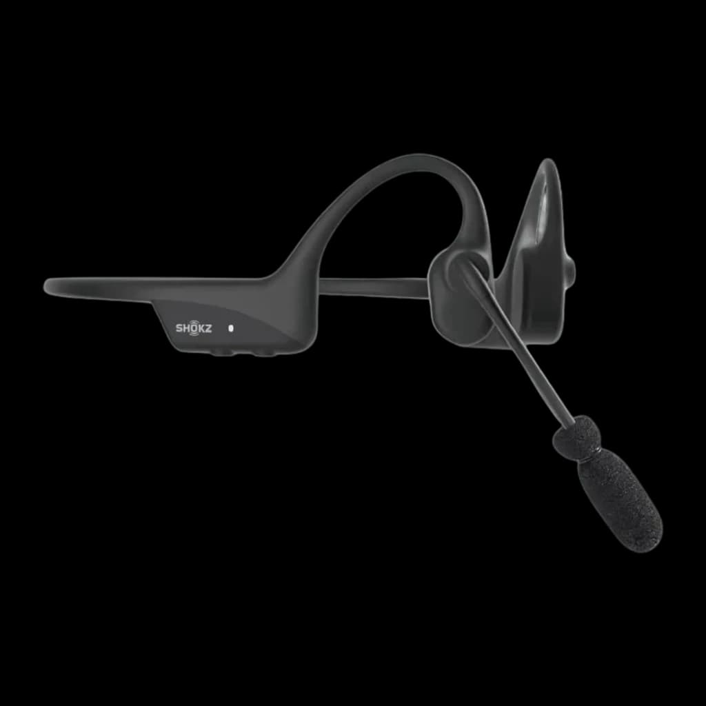 Auriculares de conducción ósea SHOKZ OpenComm2 Open-Ear Bluetooth 16h Negro, vista lateral: diadema, transductores