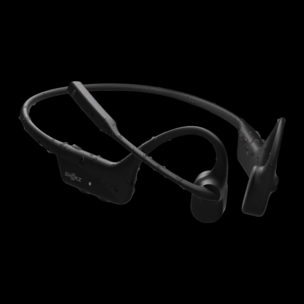 Auriculares de conducción ósea SHOKZ OpenComm2 Open-Ear Bluetooth 16h Negro, vista en perspectiva: diadema flexible