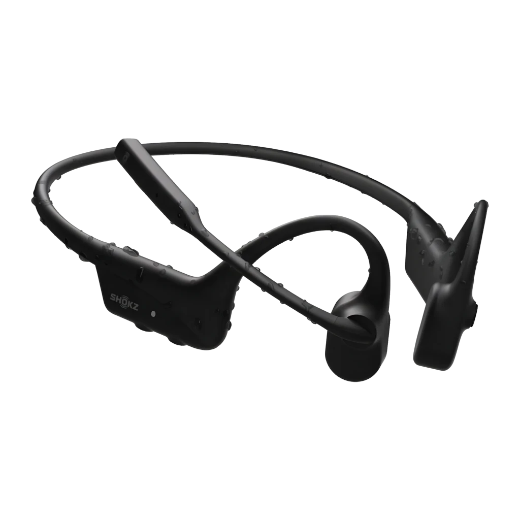 Auriculares de conducción ósea SHOKZ OpenComm2 Open-Ear Bluetooth 16h Negro, vista en perspectiva: banda trasera