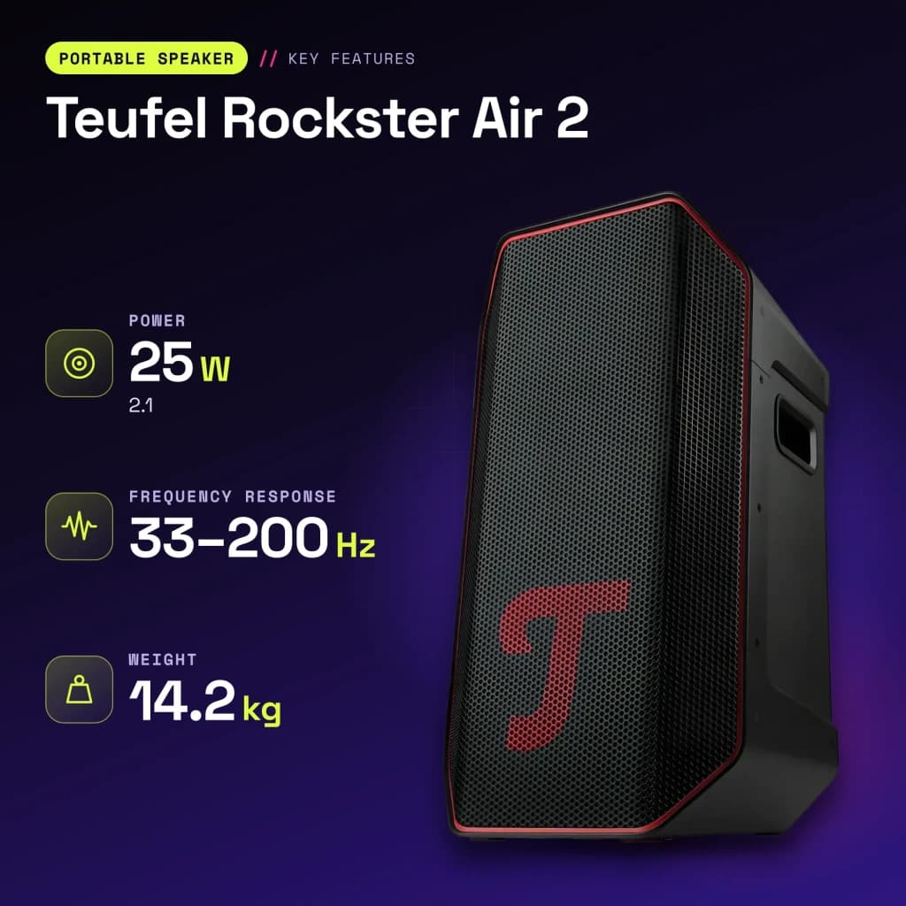 Altavoz portatil Teufel Rockster Air 2 2.1 Subwoofer Inalámbrico 25W Negro - características