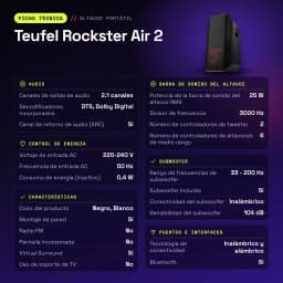 Altavoz portatil Teufel Rockster Air 2 2.1 Subwoofer Inalámbrico 25W Negro - características