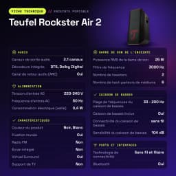 Altavoz portatil Teufel Rockster Air 2 2.1 Subwoofer Inalámbrico 25W Negro - características