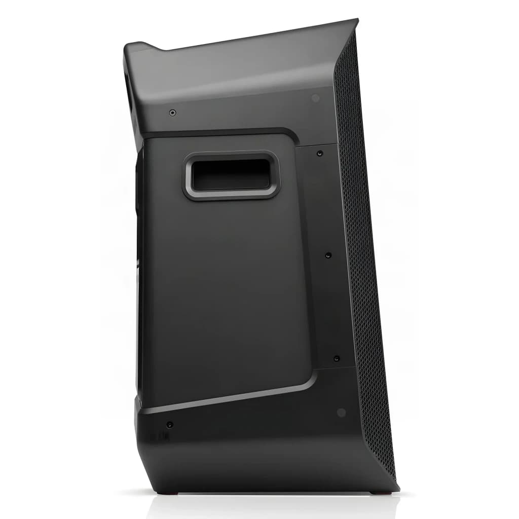 Altavoz portatil Teufel Rockster Air 2 2.1 Subwoofer Inalámbrico 25W Negro, vista trasera: asa de transporte y rejilla