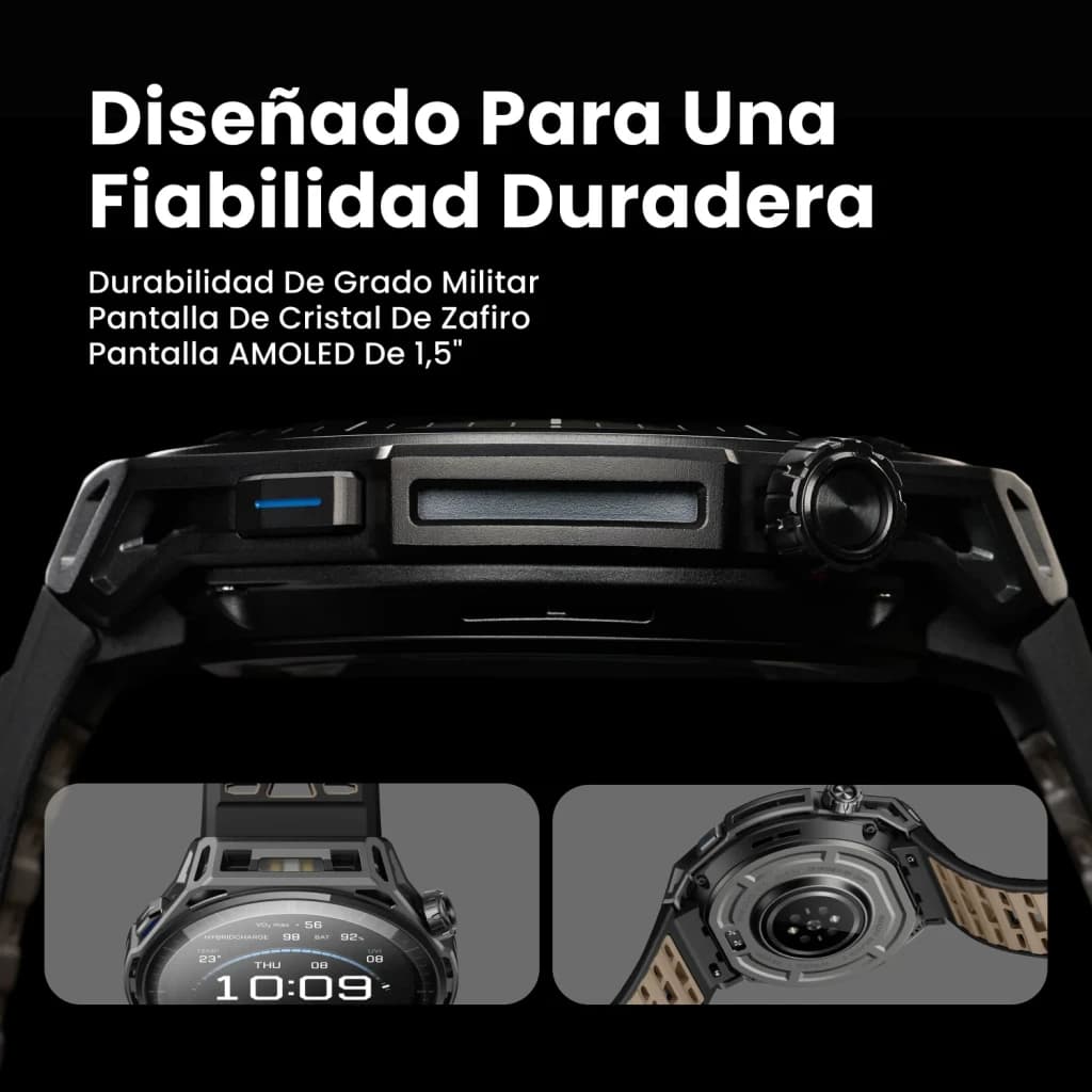 Amazfit Balance 3 51mm Negro NFC SpO2 Temperatura Corporal Batería 21 Días, lateral: corona giratoria, botón azul y caja