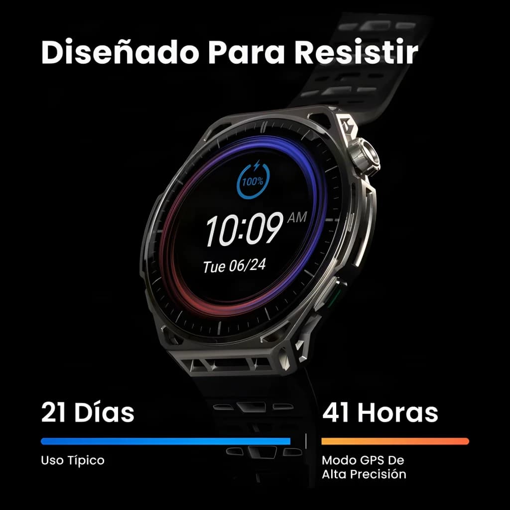 Amazfit Balance 3 51mm Negro NFC SpO2 Temperatura Corporal Batería 21 Días, vista frontal en ángulo: pantalla encendida