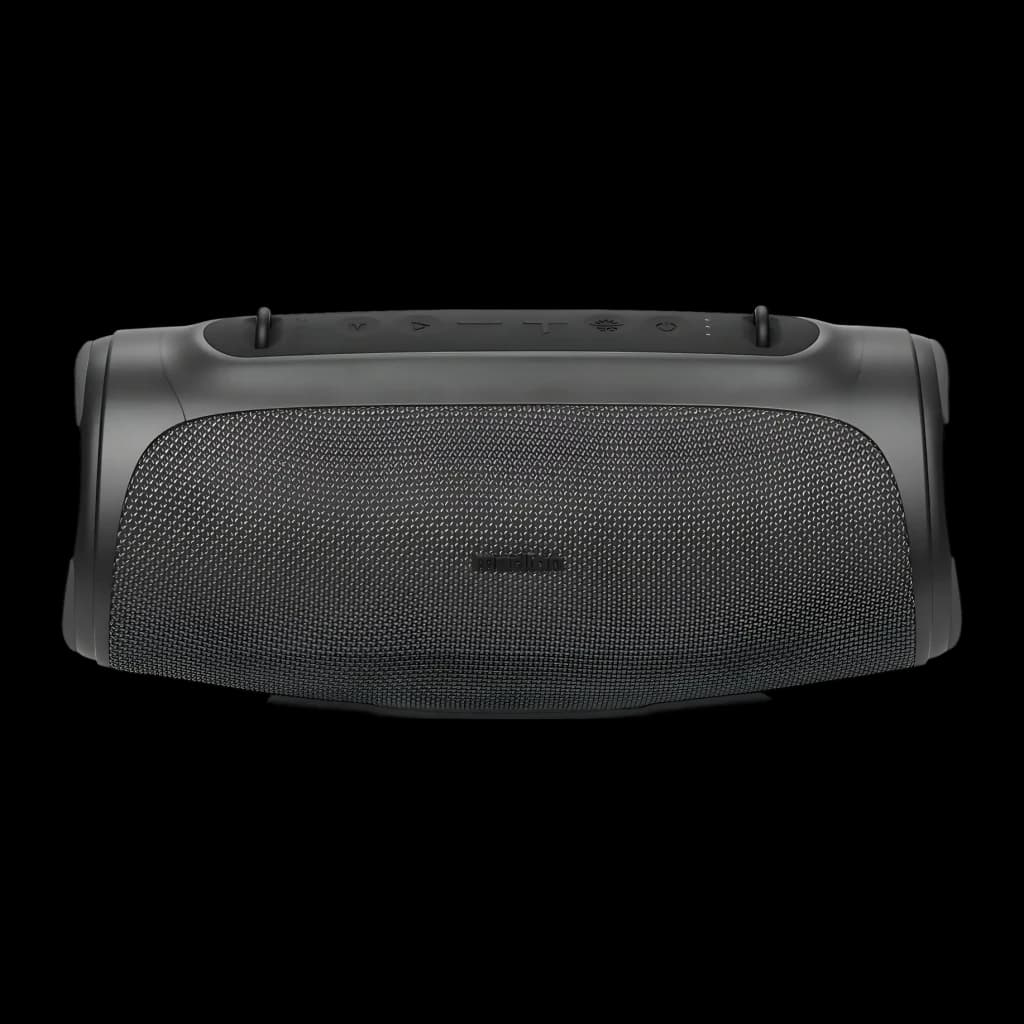 Altavoz portátil MEDION LIFE IPX7 30W 42h Negro P61746, vista frontal: rejilla textil y botones superiores